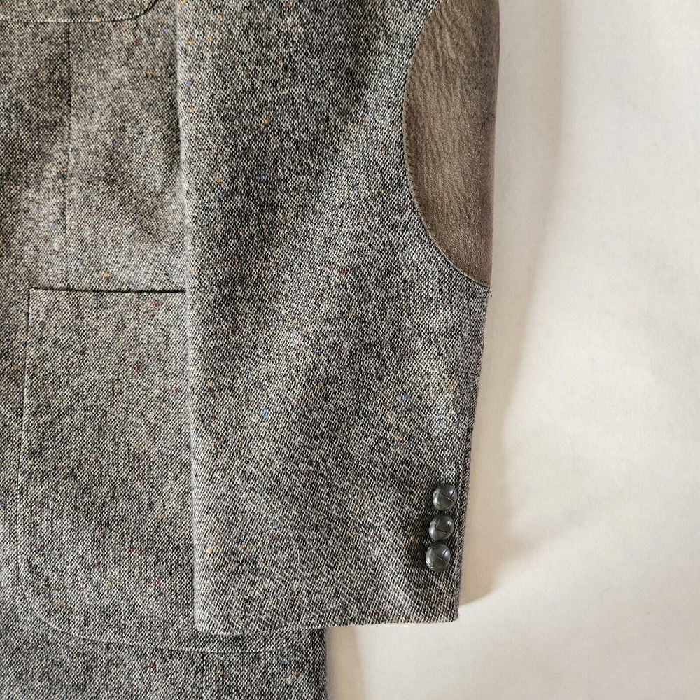 Stewart County 44L Tall Tweed Classic Wool Sport Coat Elbow Patch Throat Latch - Picture 13 of 16